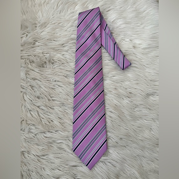 {TailorByrd} Silk Striped Neck Tie Handmade in Italy - Adult One Size - Picture 2 of 5